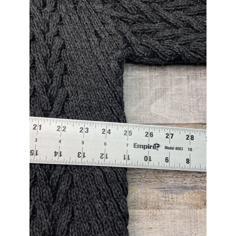 Aran Crafts Merino Wool Cable Open Hooded Long Cardigan Sweater Robe Adult Sz L - Picture 5 of 7